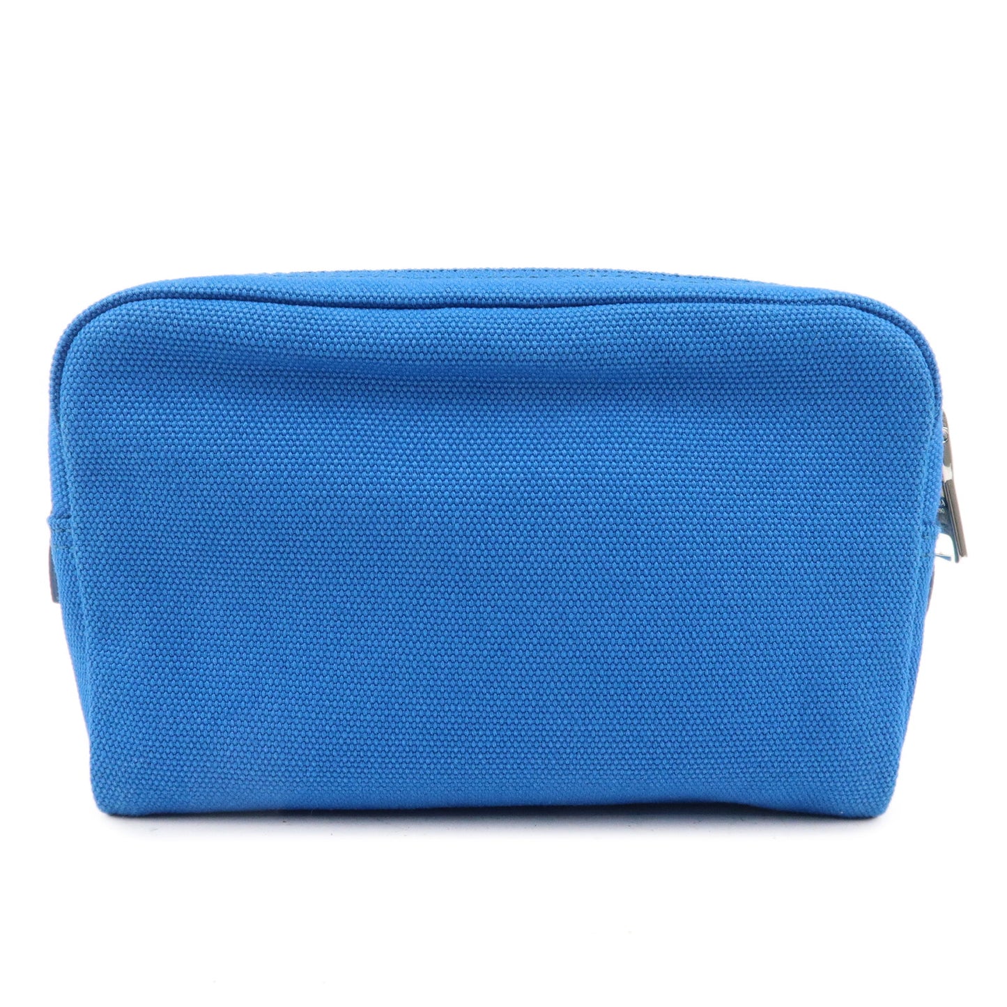 PRADA Canapa Canvas Leather Cosmetic Pouch Blue 1NA693