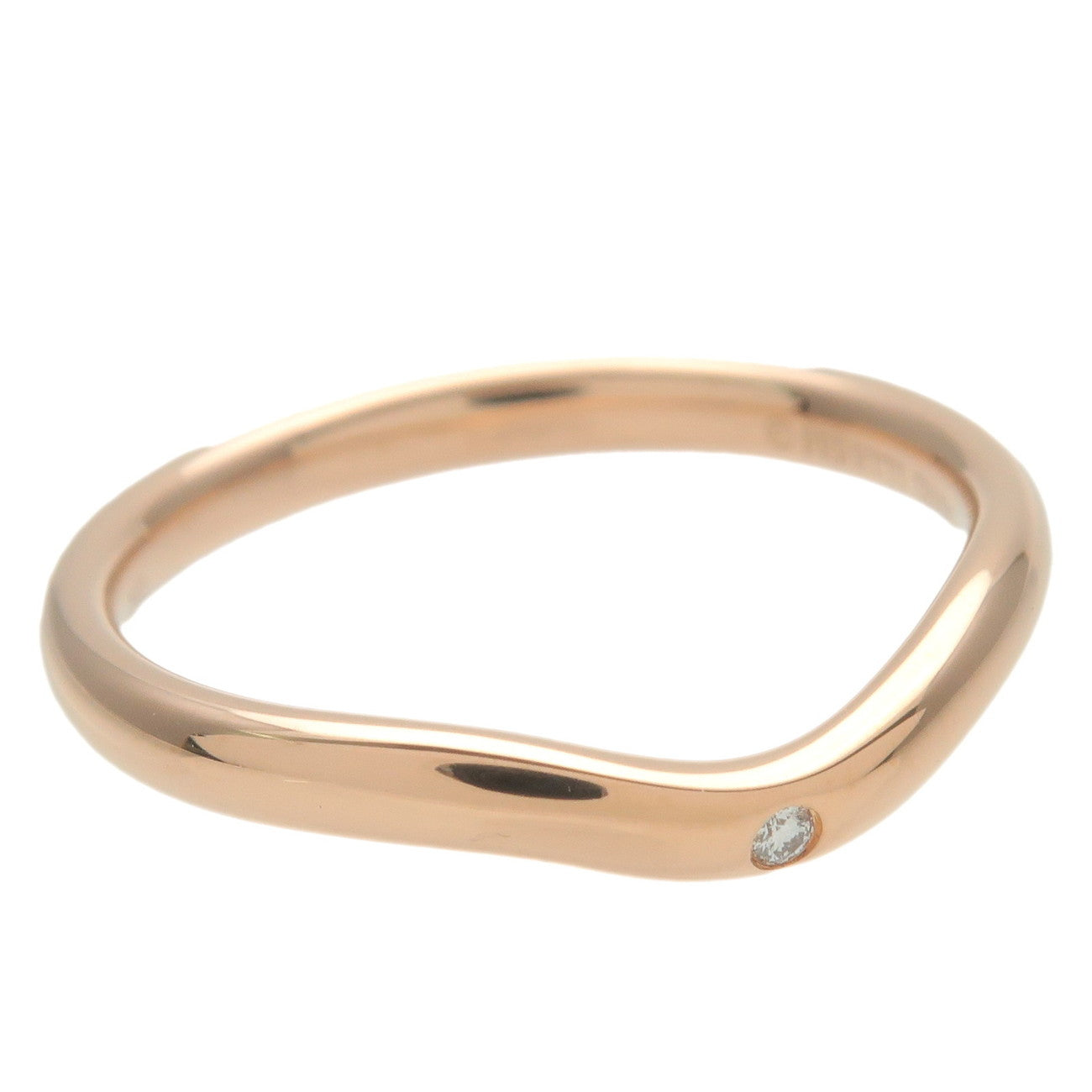 Tiffany&Co. Carved Band Ring 1P Diamond K18 Rose Gold US5.5 EU50