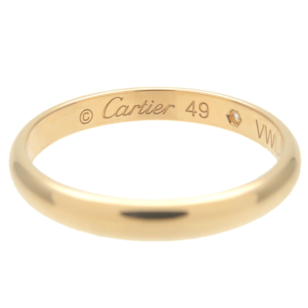 Cartier 1895 Wedding Ring 1P Diamond K18 750YG Yellow Gold #49 US5