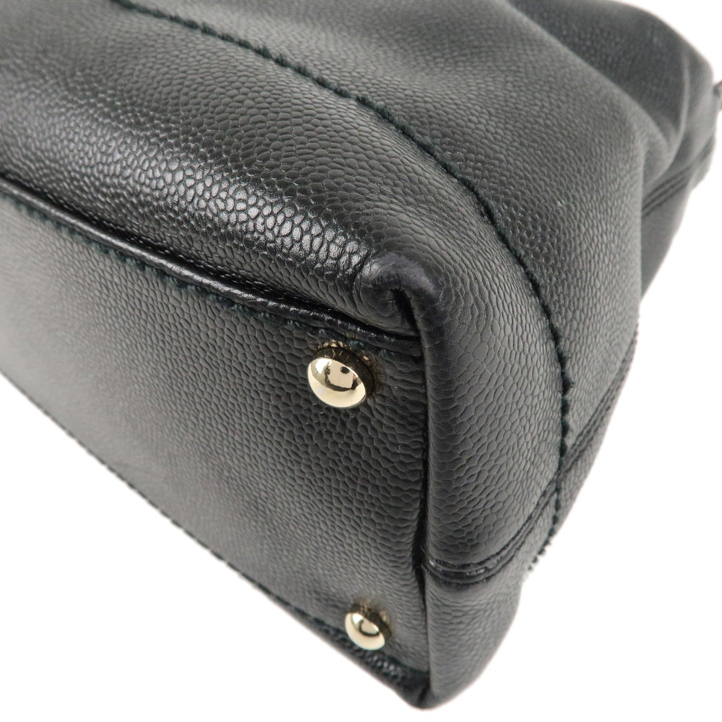 CHANEL Caviar Skin Coco Mark Chain Shoulder Bag Black