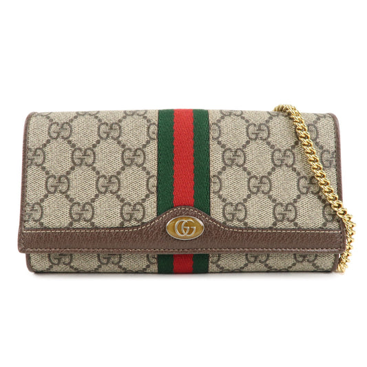 GUCCI-Ophidia-GG-Supreme-Leather-Chain-Wallet-Beige-Brown-546592