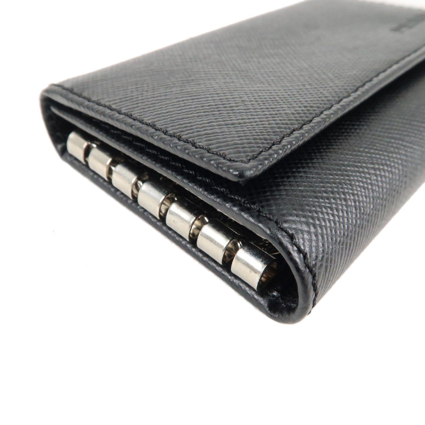 PRADA Saffiano Leather 6 Key Case Key Holder Black M25U