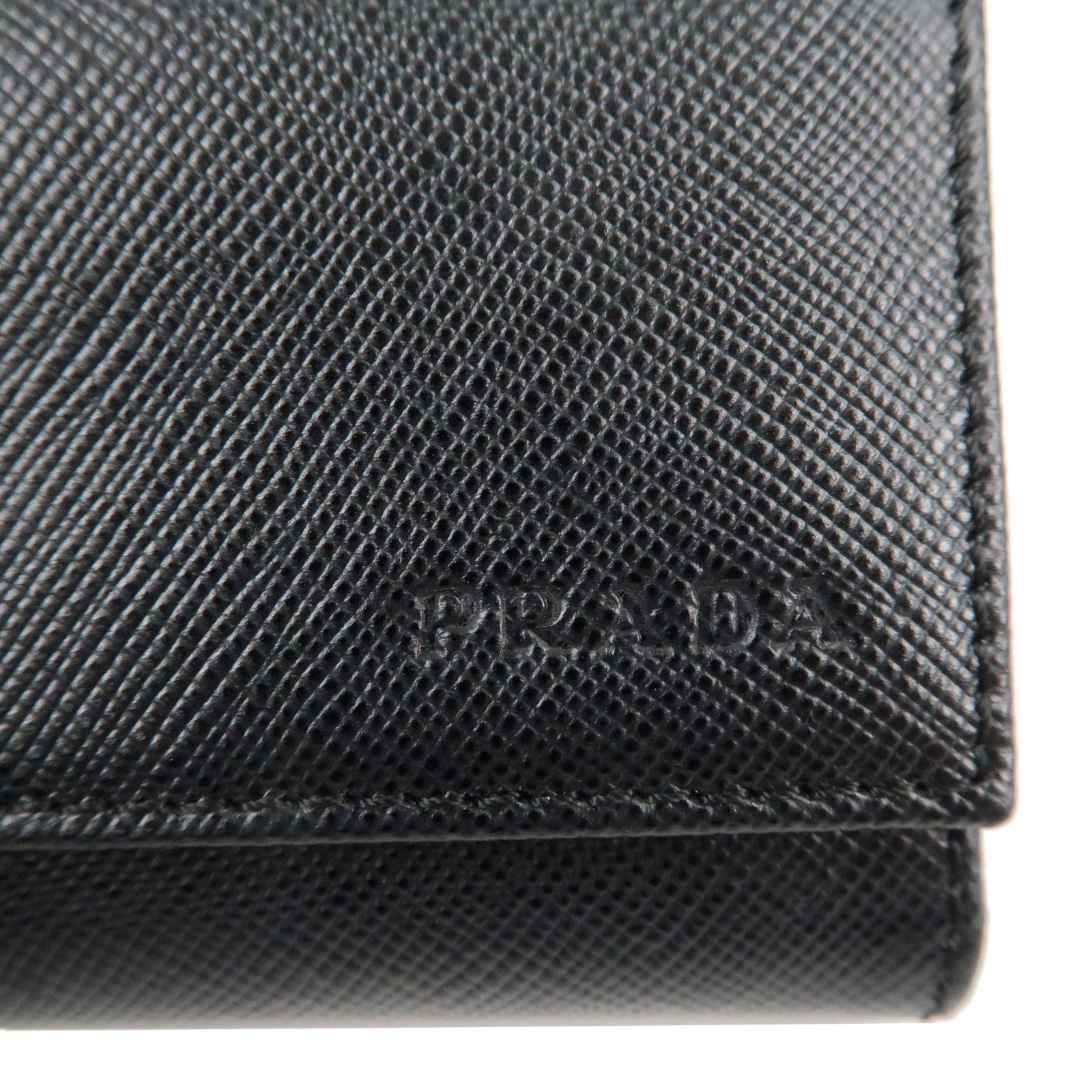 PRADA Saffiano Leather 6 Key Case Key Holder Black M25U