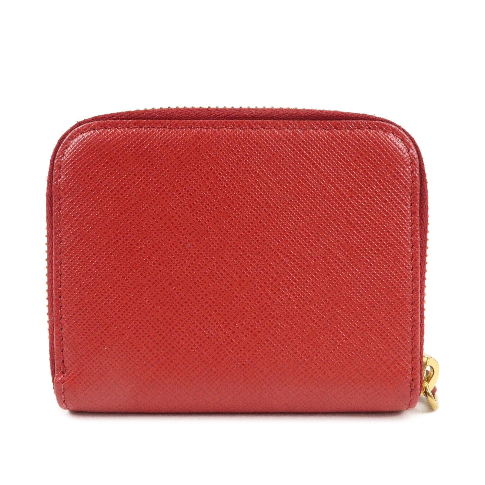 PRADA Saffiano Leather Round Zipper Coin Case Red