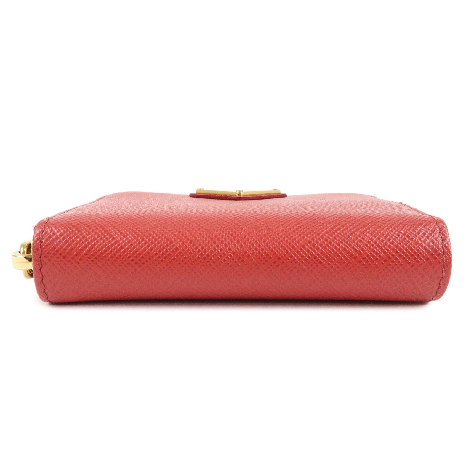 PRADA Saffiano Leather Round Zipper Coin Case Red