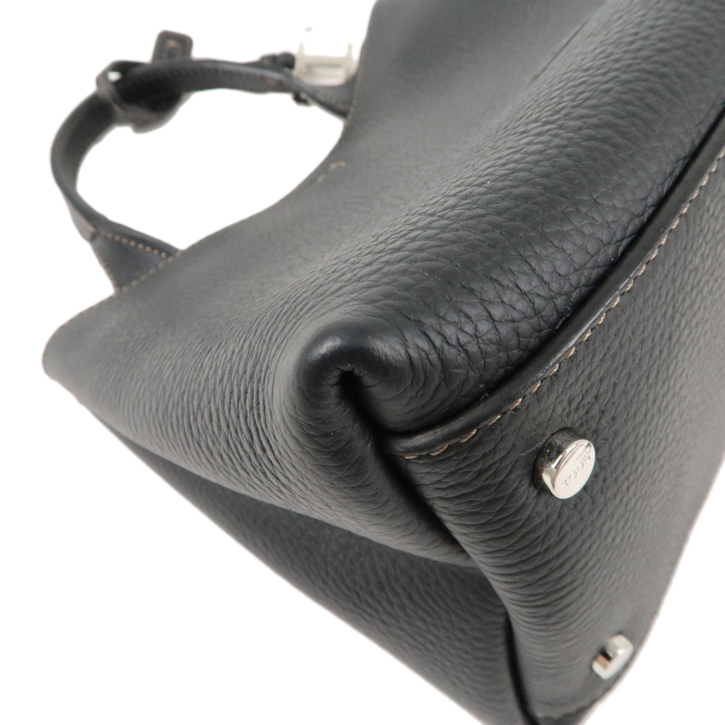 TOD'S Timeless Leather 2Way Bag Shoulder Bag Hand Bag Black