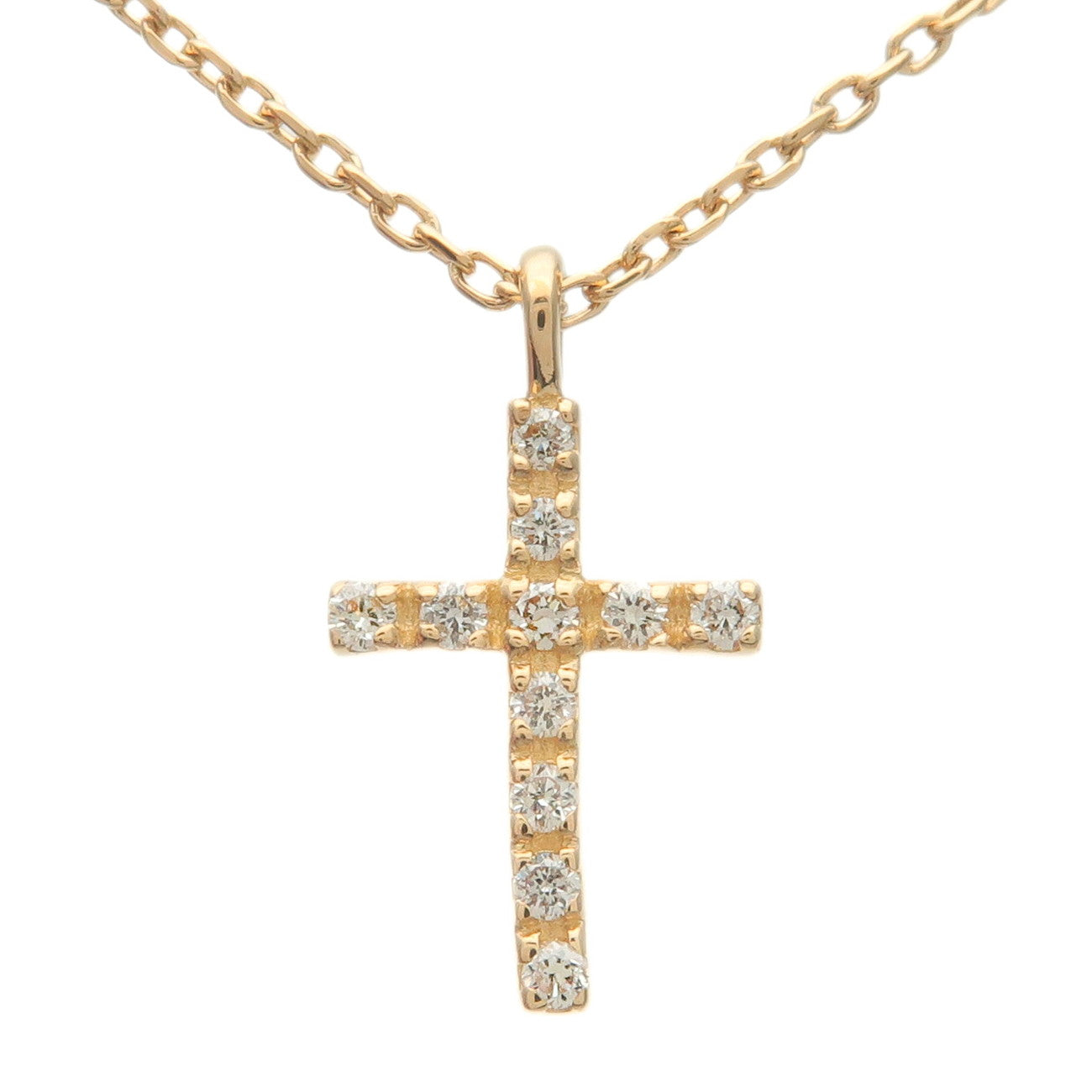 ete-11P-Diamond-Cross-Necklace-K18YG-750YG-Yellow-Gold