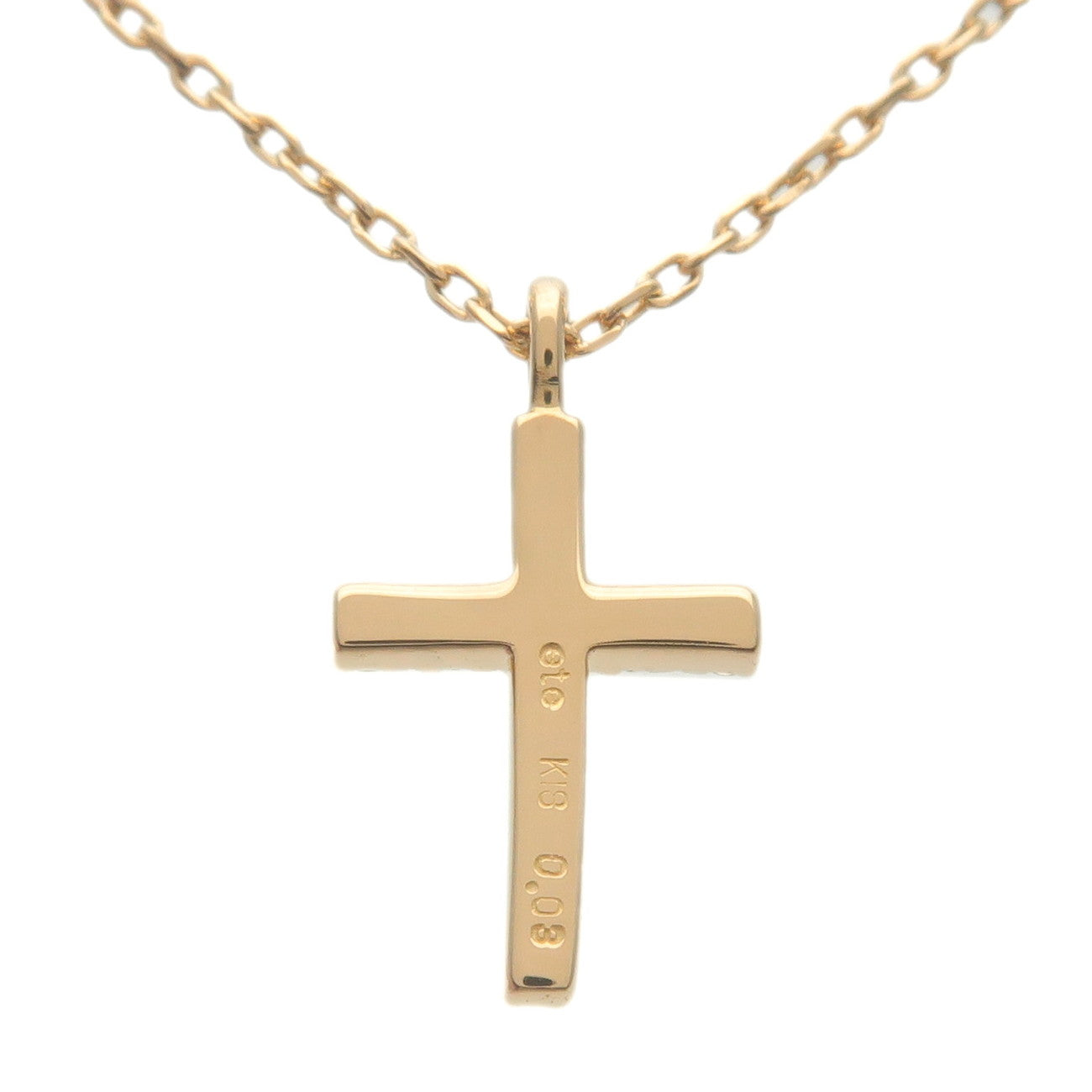 ete 11P Diamond Cross Necklace K18YG 750YG Yellow Gold