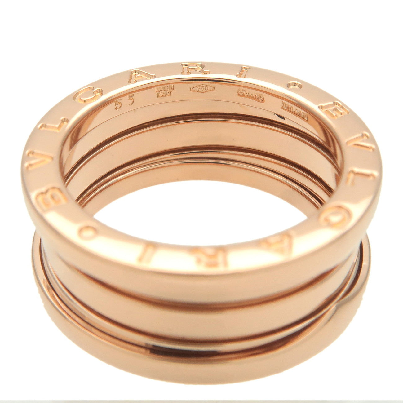 BVLGARI B-zero1 Ring 3 Band #53 K18PG 750PG Rose Gold US6.5 EU53