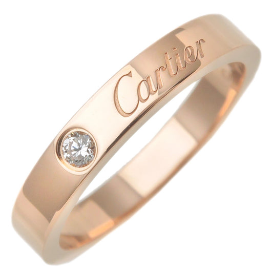Cartier-Engraved-1P-Diamond-Ring-K18-Rose-Gold-#50-US5-5.5