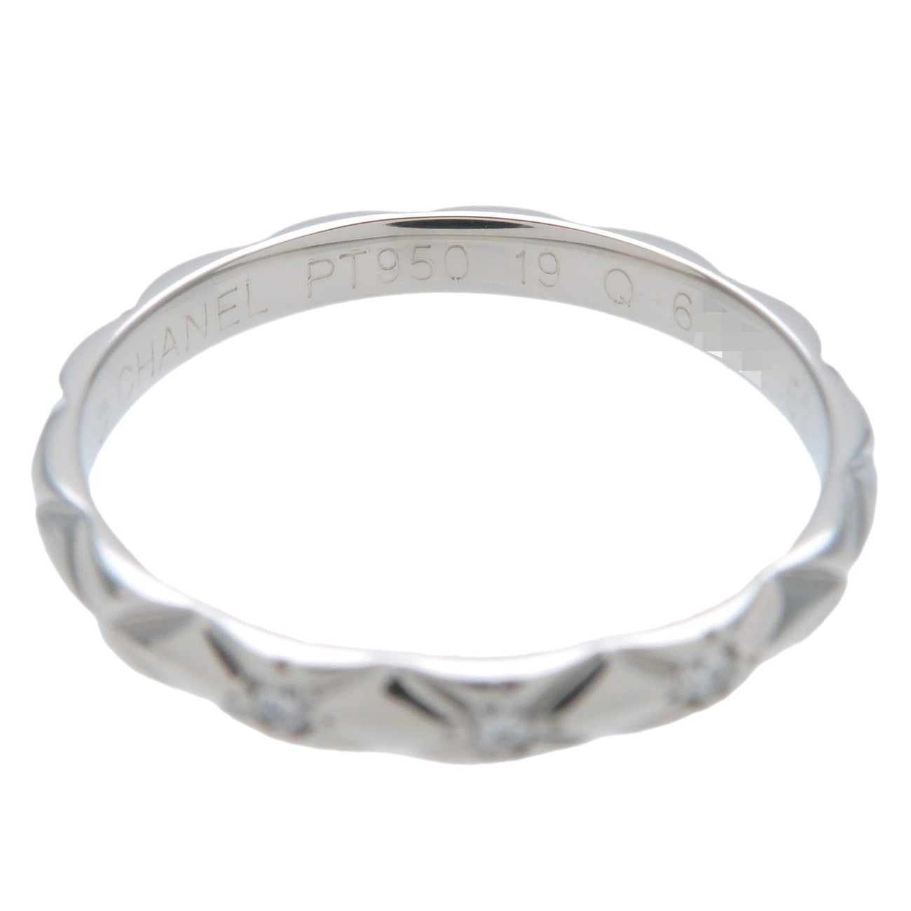 CHANEL Matelasse Ring 3P Diamond PT950 Platinum #53 US5-6.5 EU52.5
