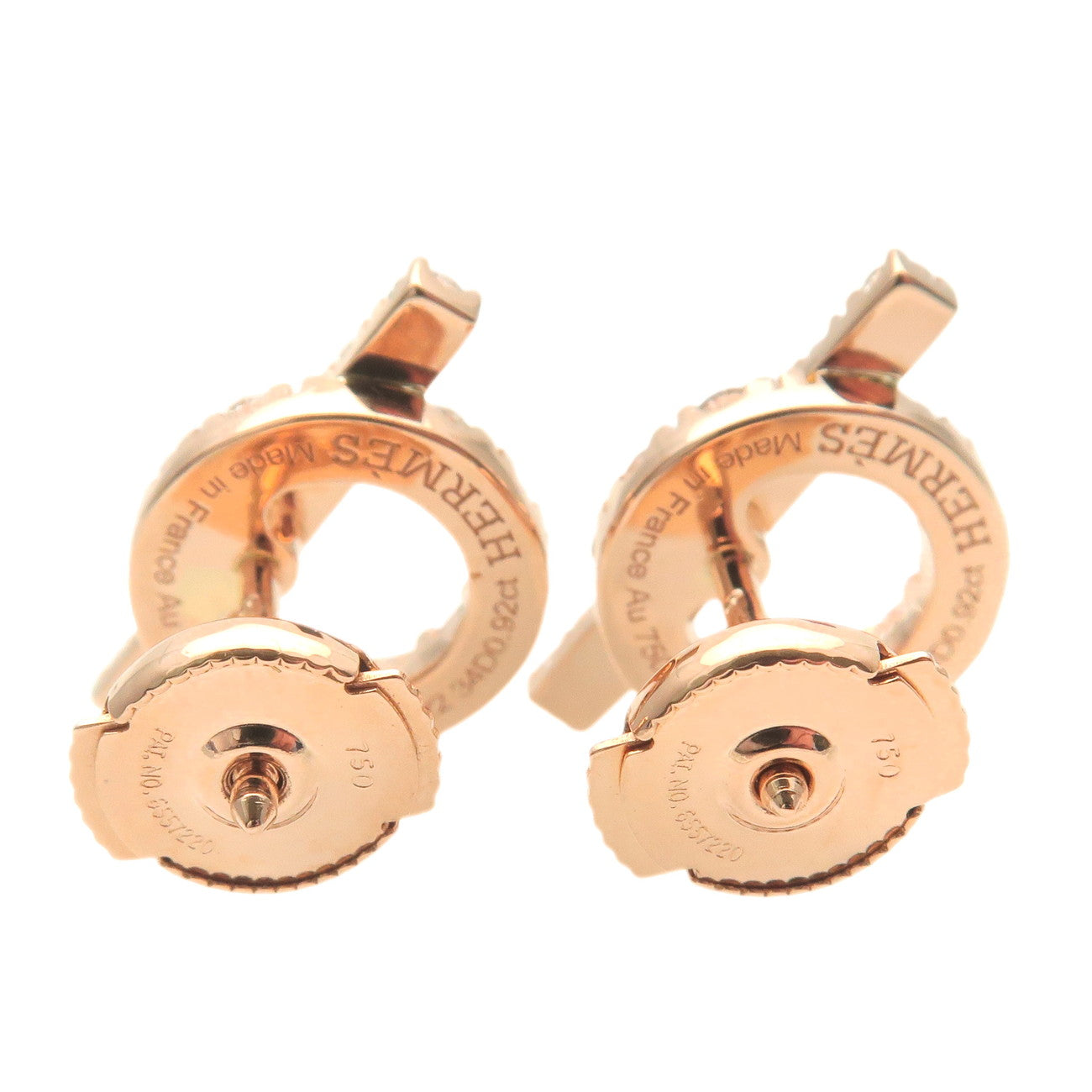 HERMES Finesse Diamond Earring  0.92ct K18 750PG Rose Gold