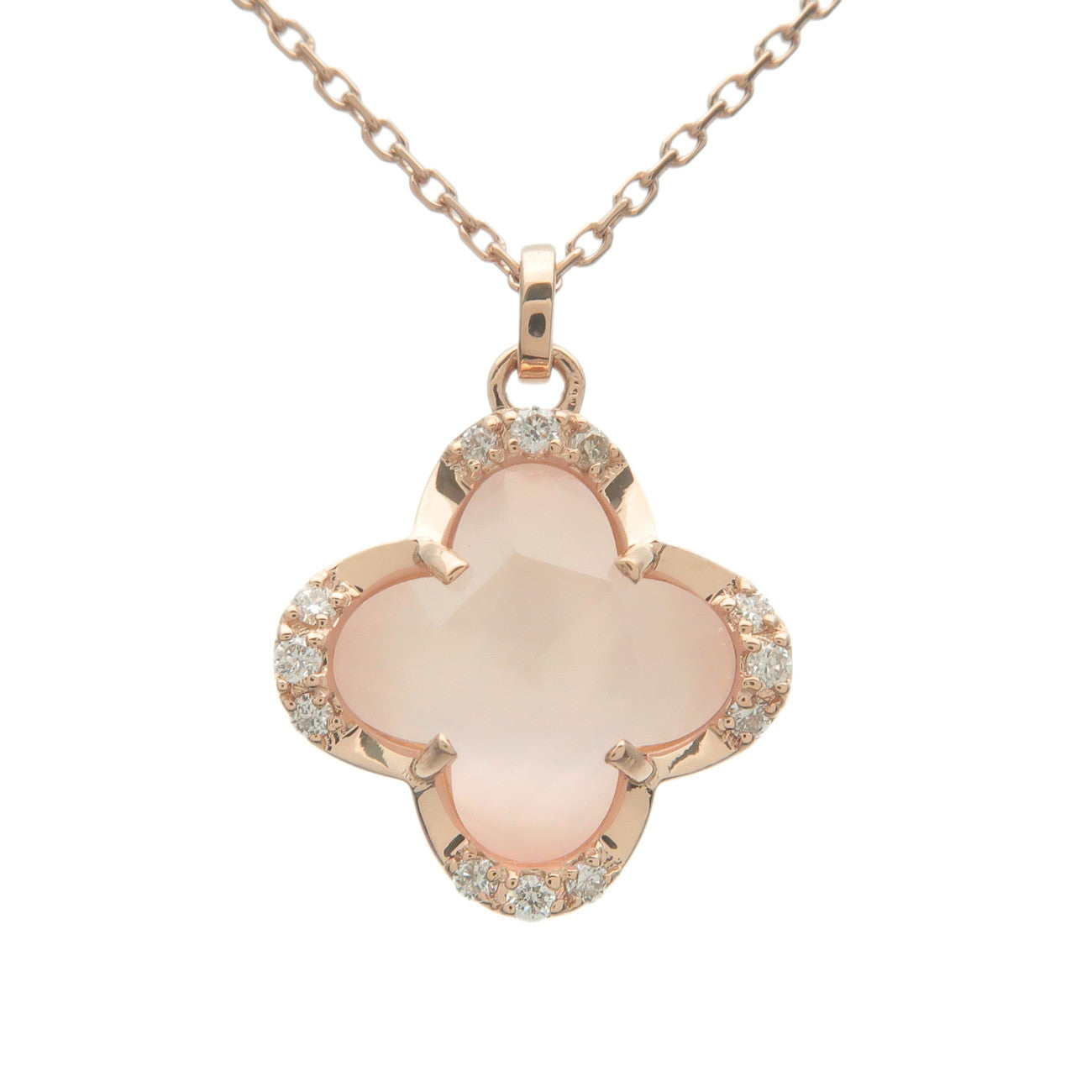 VENDOME-AOYAMA-Rose-Quartz-Diamond-Necklace-K18-750PG-