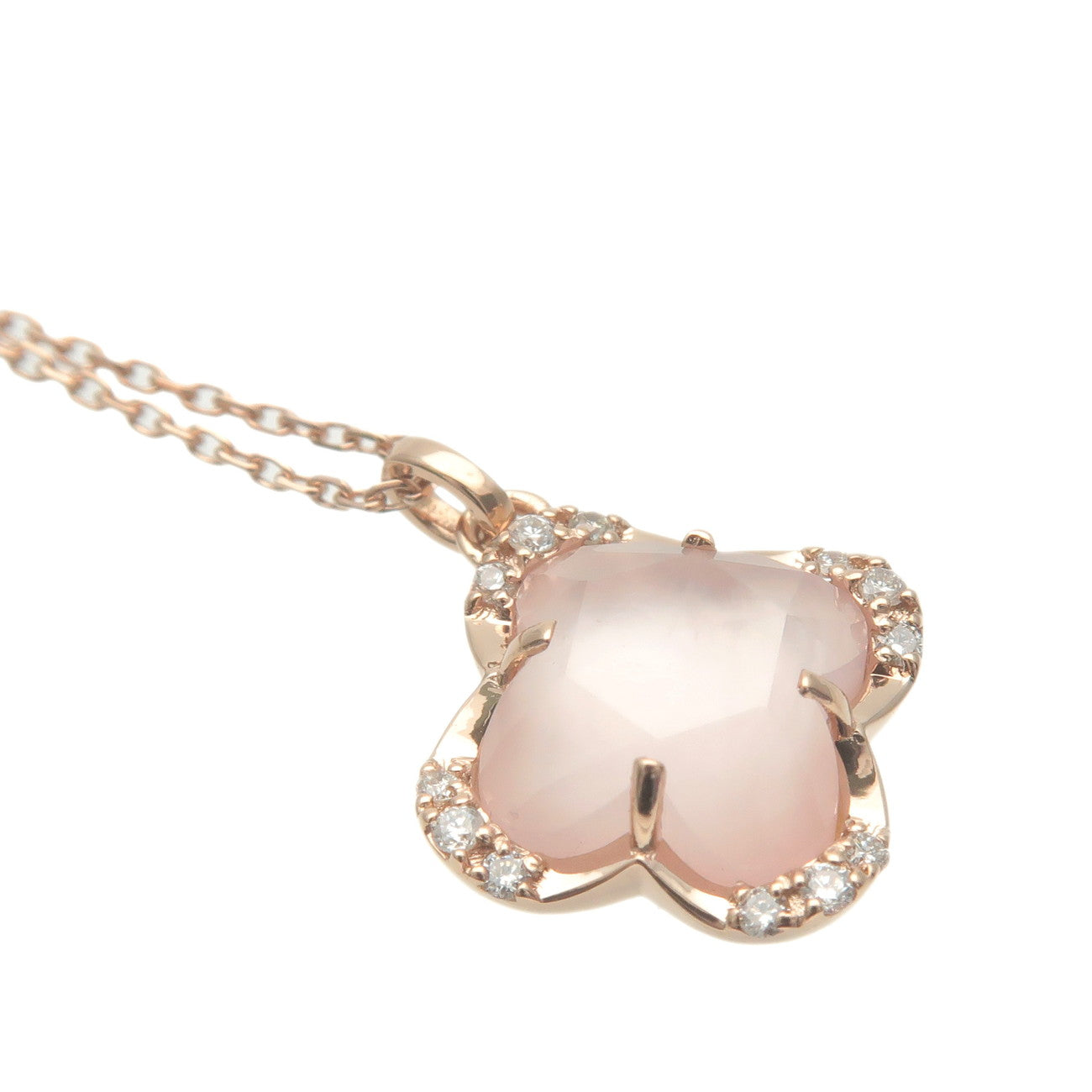 VENDOME AOYAMA Rose Quartz Diamond Necklace K18 750PG