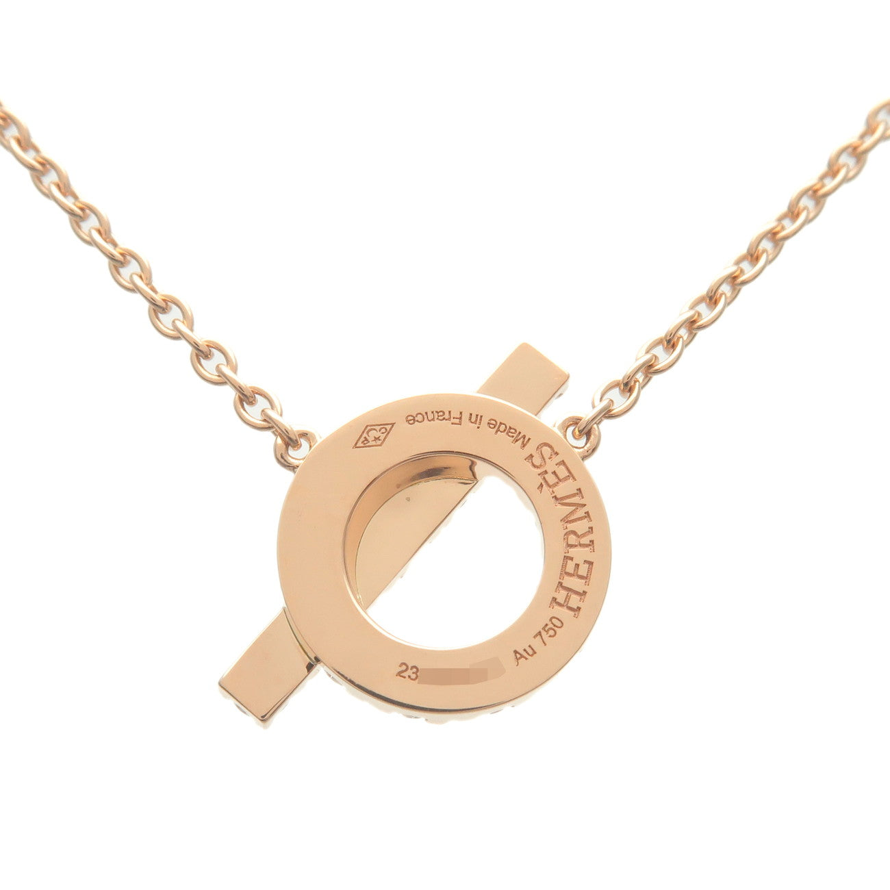 HERMES Finesse Necklace Diamond K18PG 750PG Rose Gold