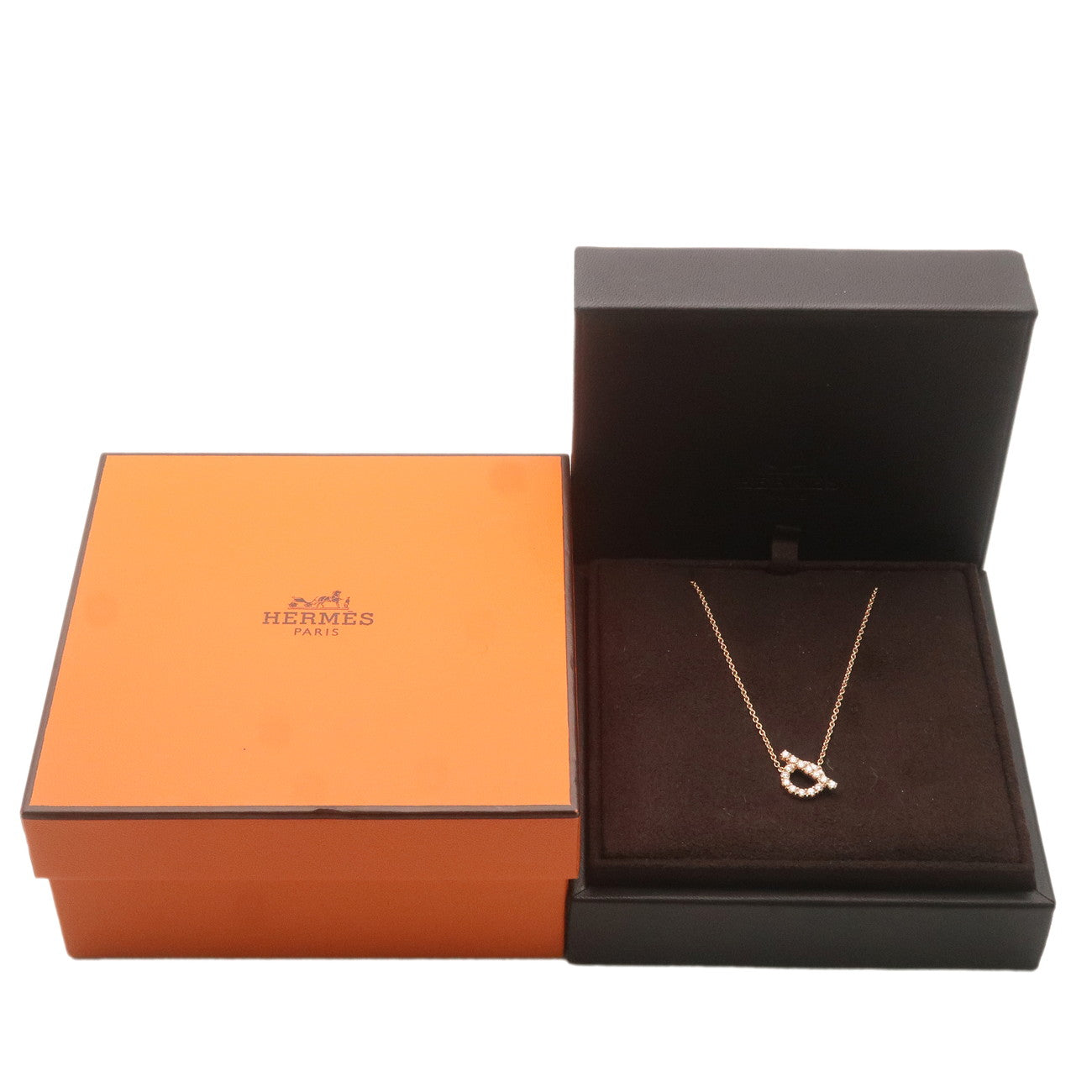 HERMES Finesse Necklace Diamond K18PG 750PG Rose Gold