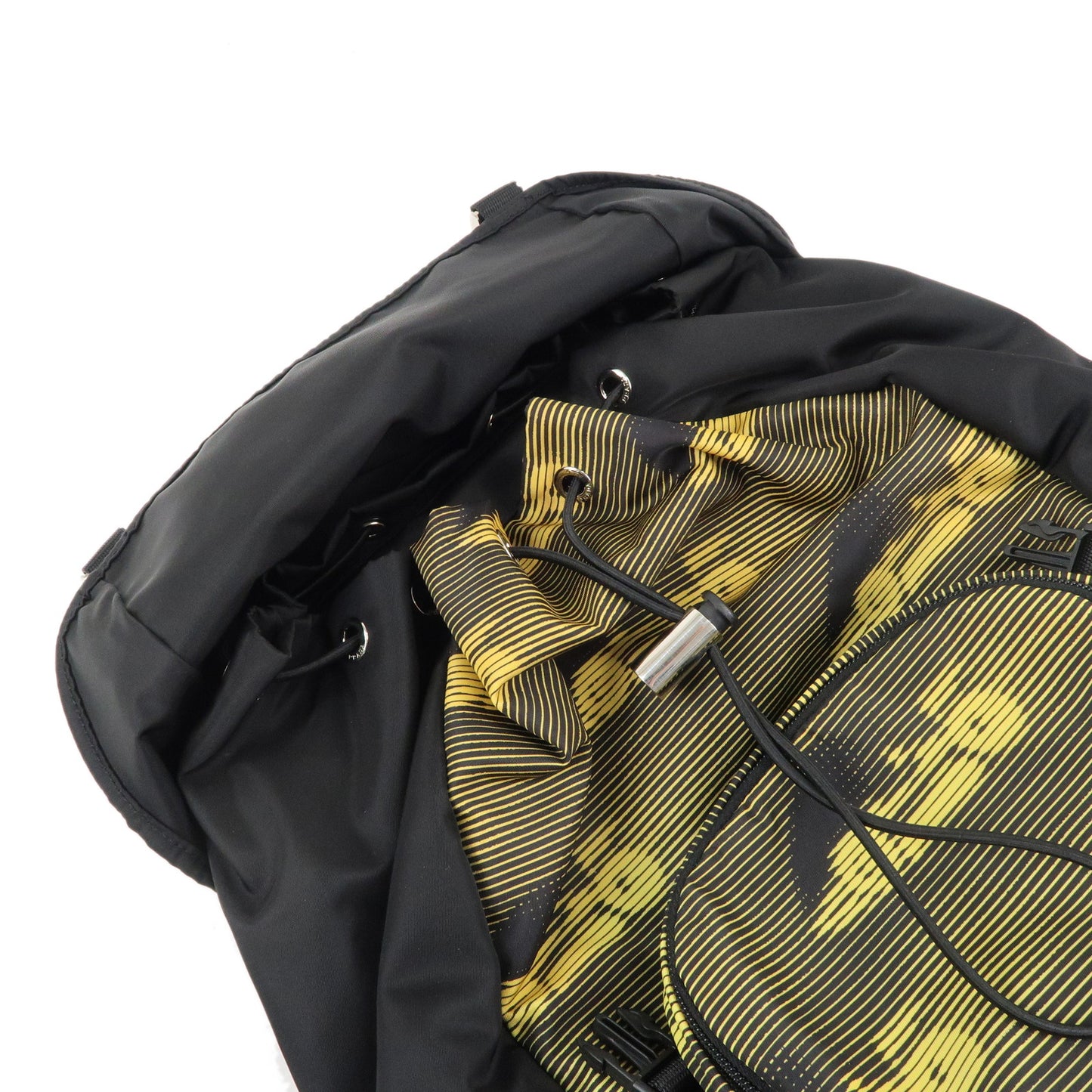 PRADA Saffiano Nylon Leather Backpack Rucksack Black Yellow