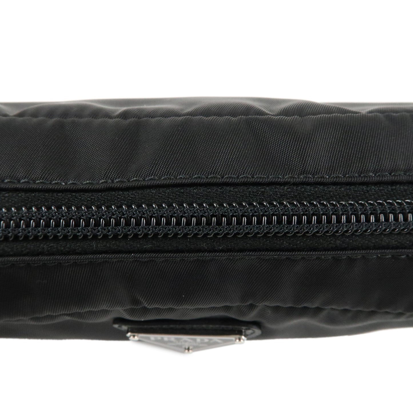 PRADA Nylon Leather Cosmetic Pouch Black 1NS021 Black