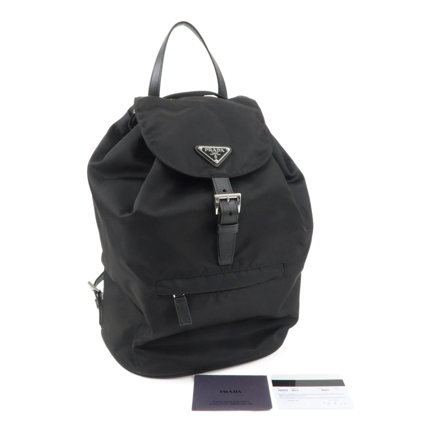 PRADA Nylon Leather Backpack Black 1BZ032