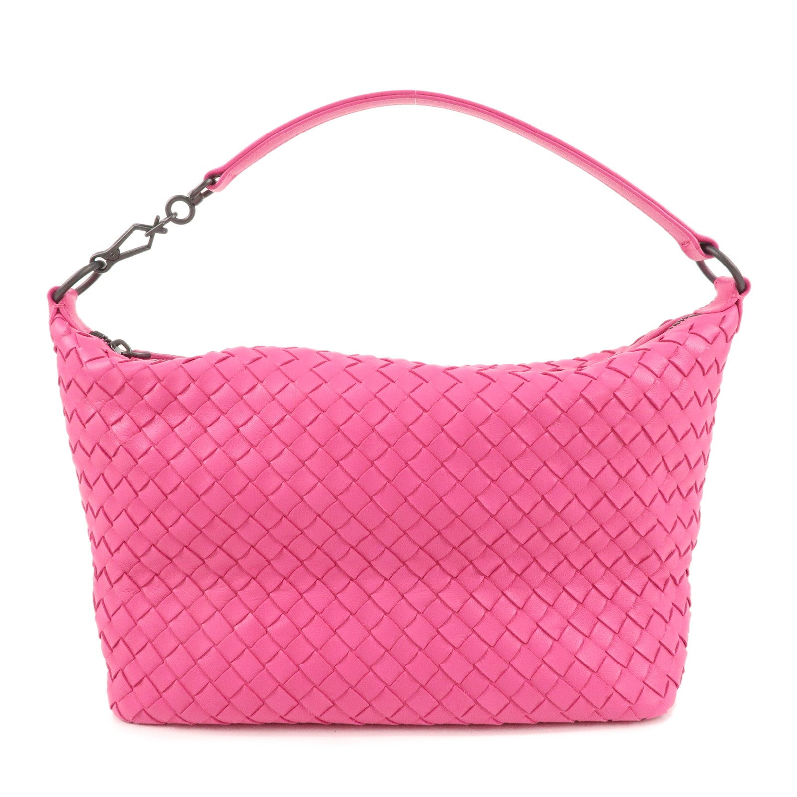 BOTTEGA-VENETA-Intrecciato-Leather-Shoulder-Bag-Hand-Bag-Pink