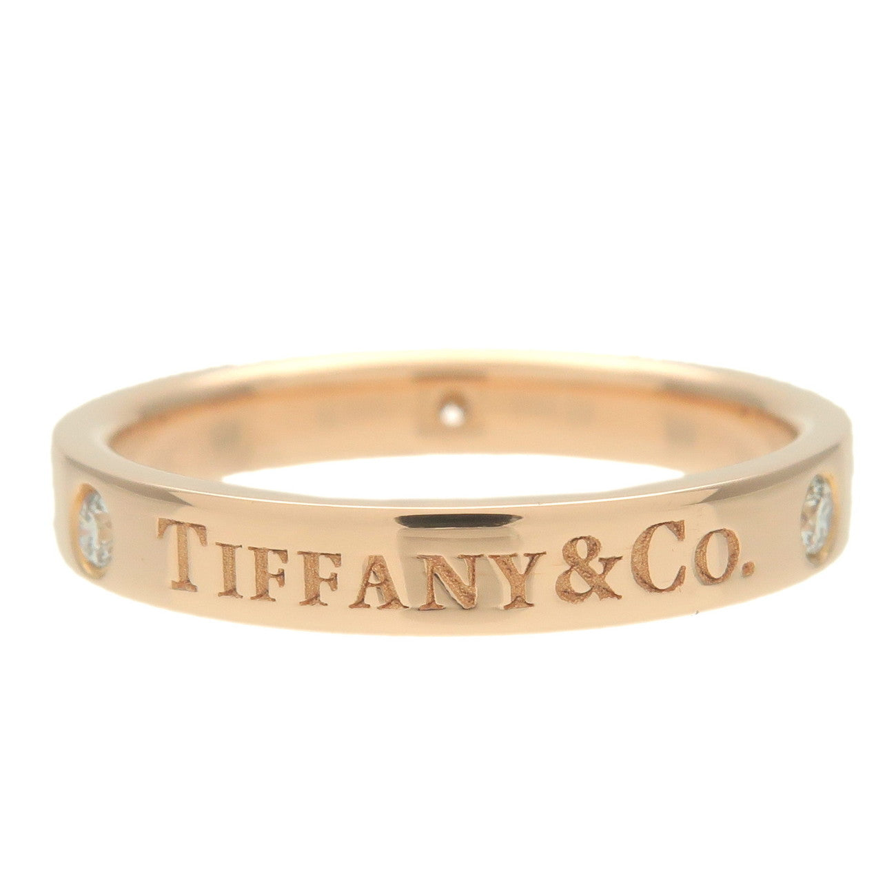 Tiffany&Co. Flat Band 3P Diamond Ring K18 750PG Rose Gold US5.5