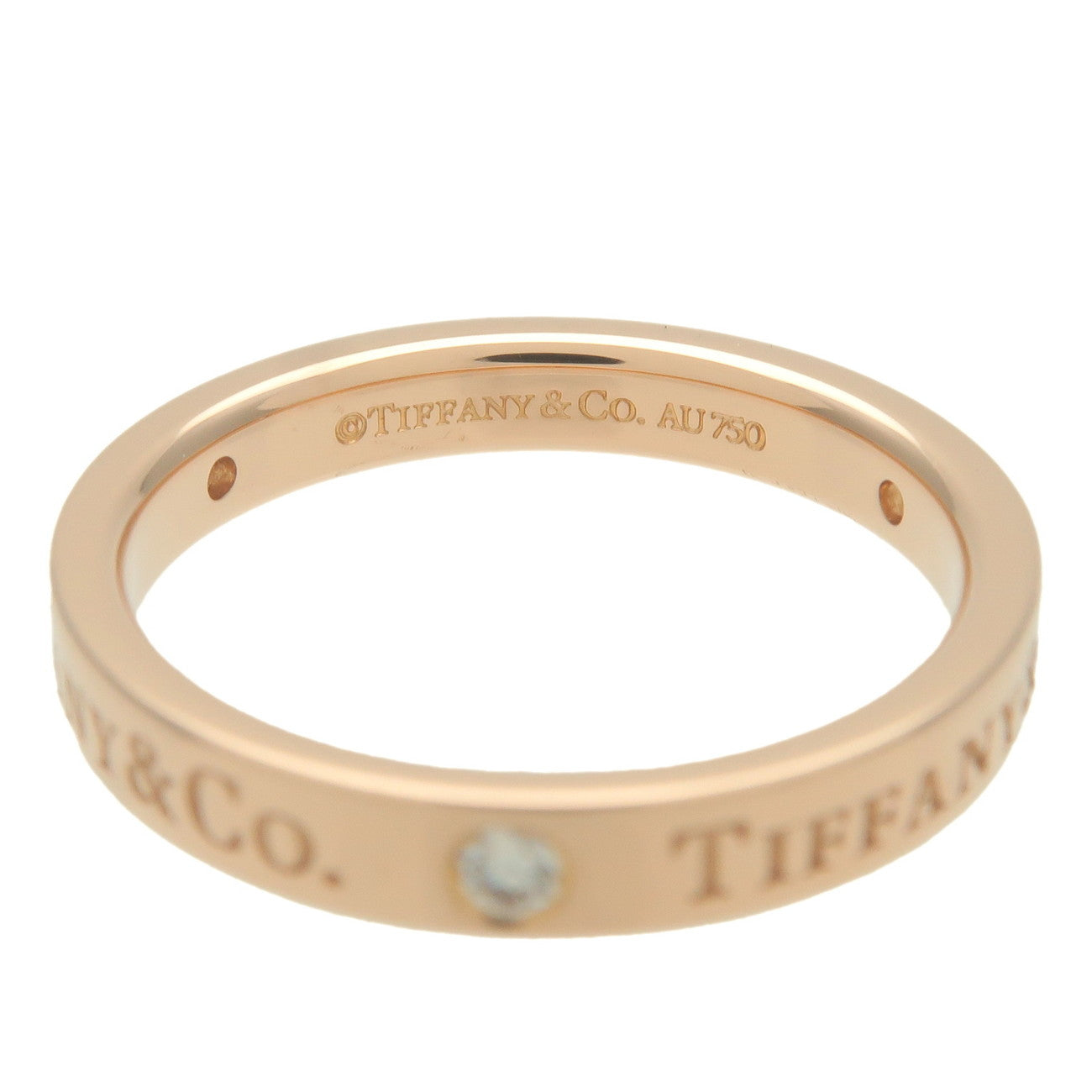 Tiffany&Co. Flat Band 3P Diamond Ring K18 750PG Rose Gold US5.5