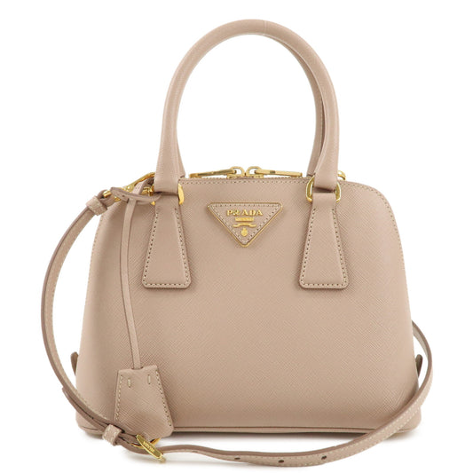 PRADA-Leather-2Way-Bag-Hand-Bag-Shoulder-Bag-Pink-Beige-1BA143