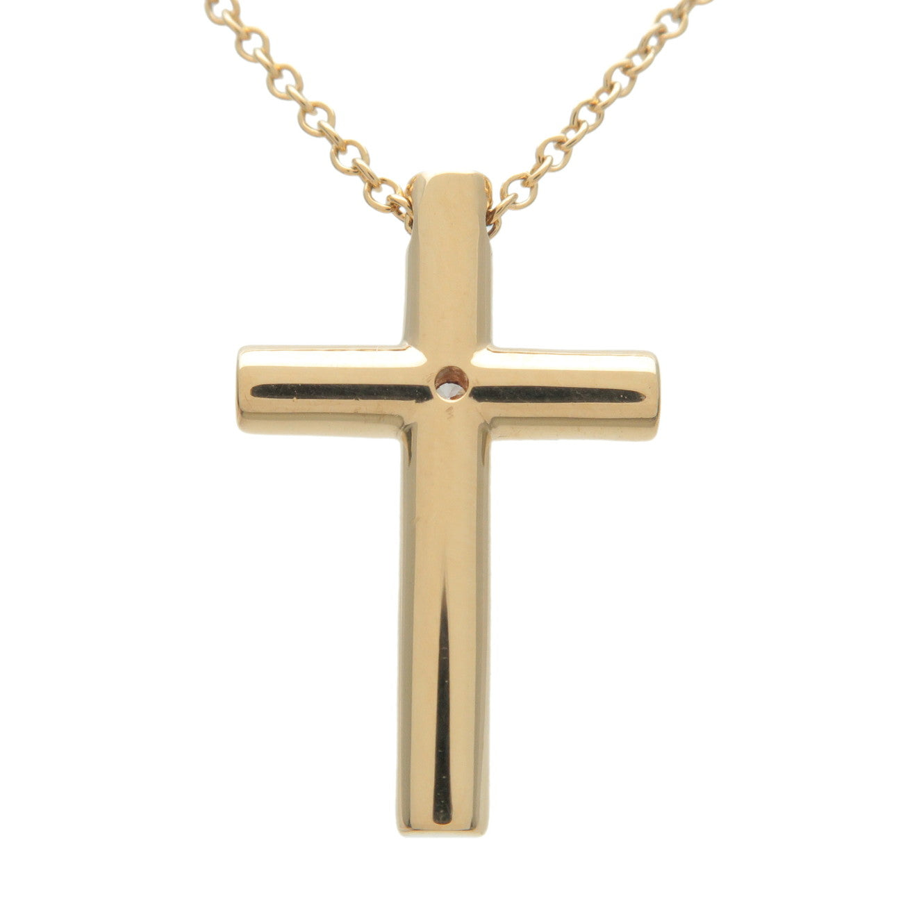 Tiffany&Co. Cross 1P Diamond Necklace K18YG 750YG Yellow Gold