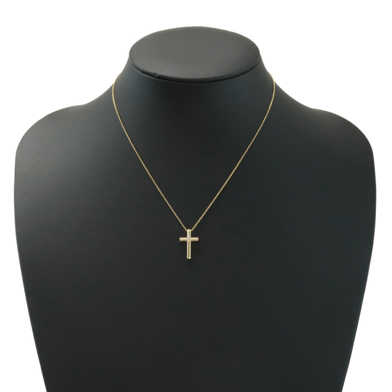 Tiffany&Co. Cross 1P Diamond Necklace K18YG 750YG Yellow Gold