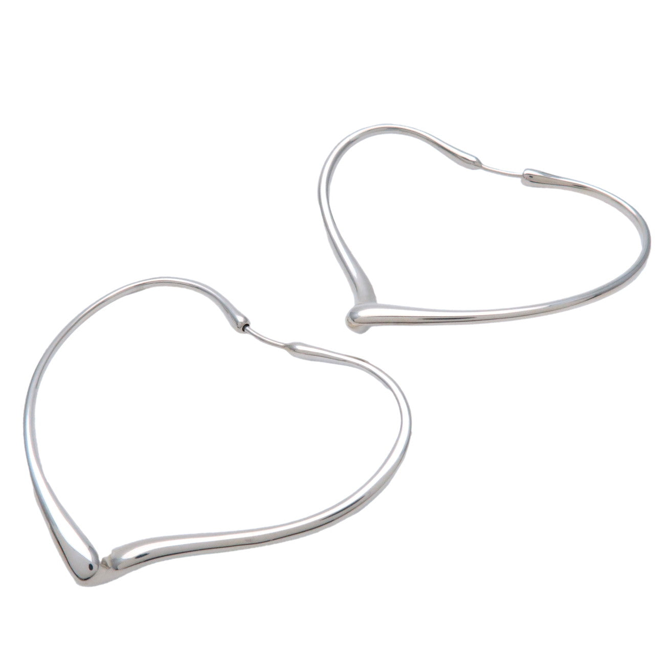 Tiffany&Co. Open Heart Hoop Earrings Medium SV925 Silver