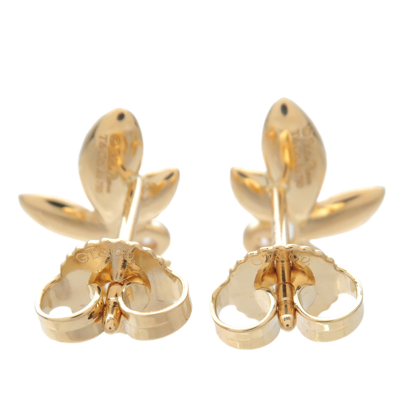 Tiffany&Co. Olive Leaf 1P Diamond Earring K18YG 750YG