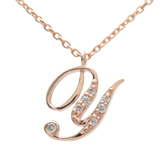 VENDOME-AOYAMA-7P-Diamond-Initial-Y-Necklace-K18-Rose-Gold