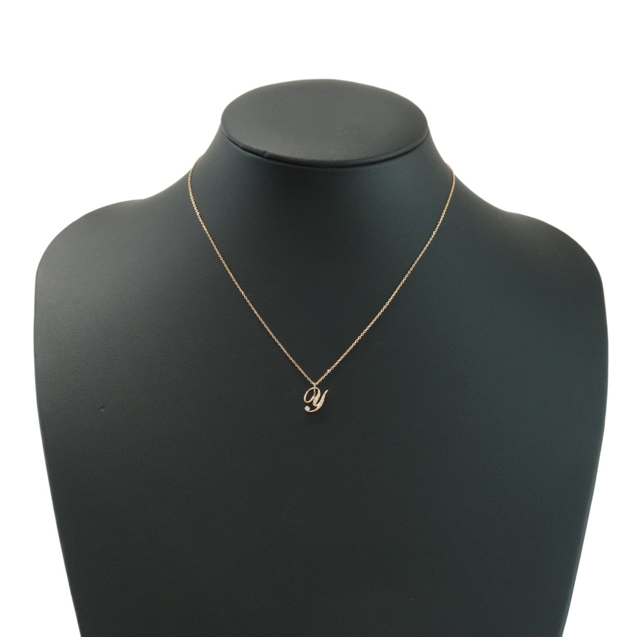 VENDOME AOYAMA 7P Diamond Initial Y Necklace K18 Rose Gold