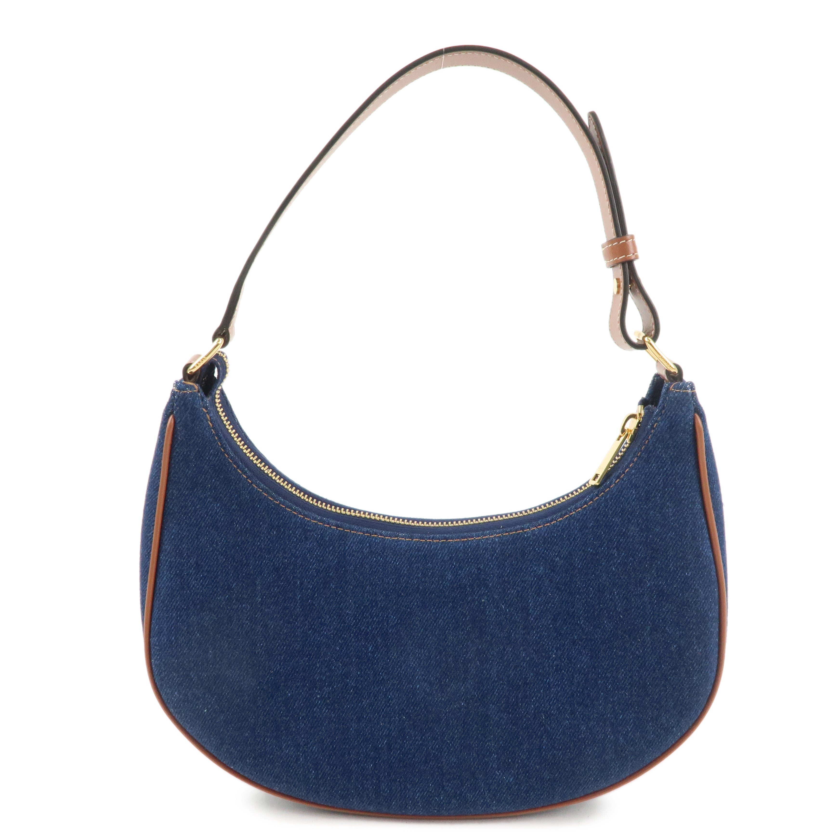 CELINE Denim Leather Ava Hand Bag  Blue Brown 193952DKA