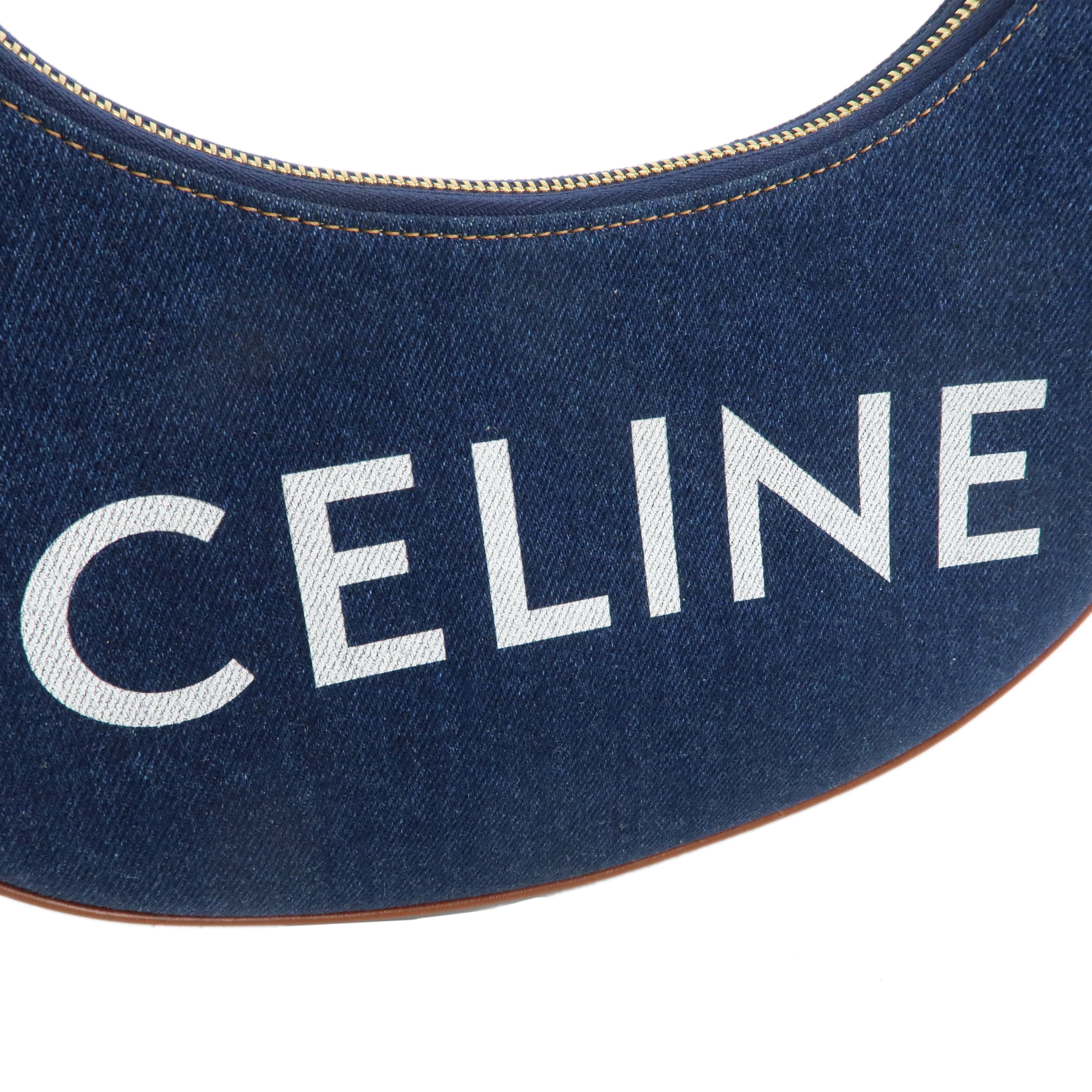 CELINE Denim Leather Ava Hand Bag  Blue Brown 193952DKA