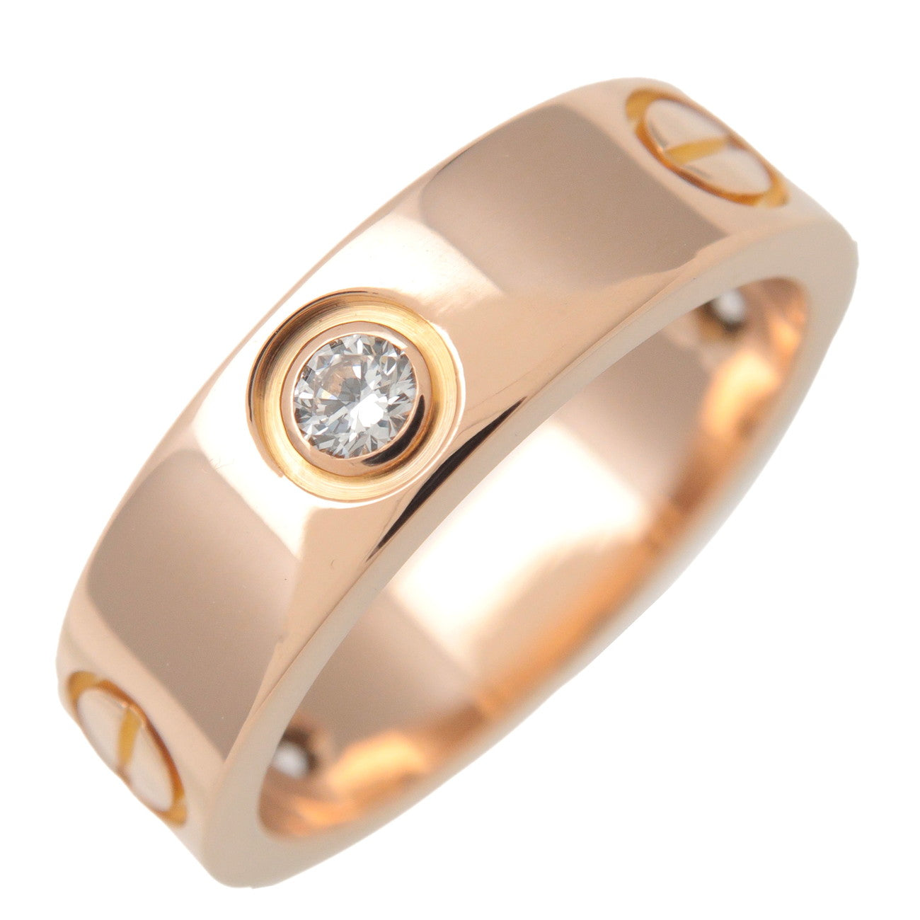 Cartier-Love-Ring-Half-Diamond-K18PG-750PG-Rose-Gold-#55-US7-7.5