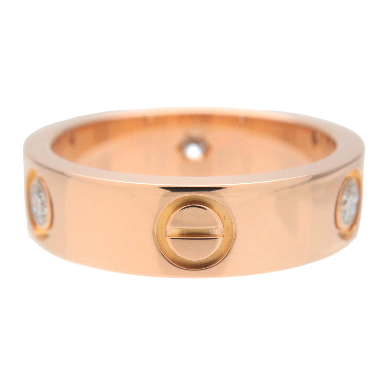 Cartier Love Ring Half Diamond K18PG 750PG Rose Gold #55 US7-7.5