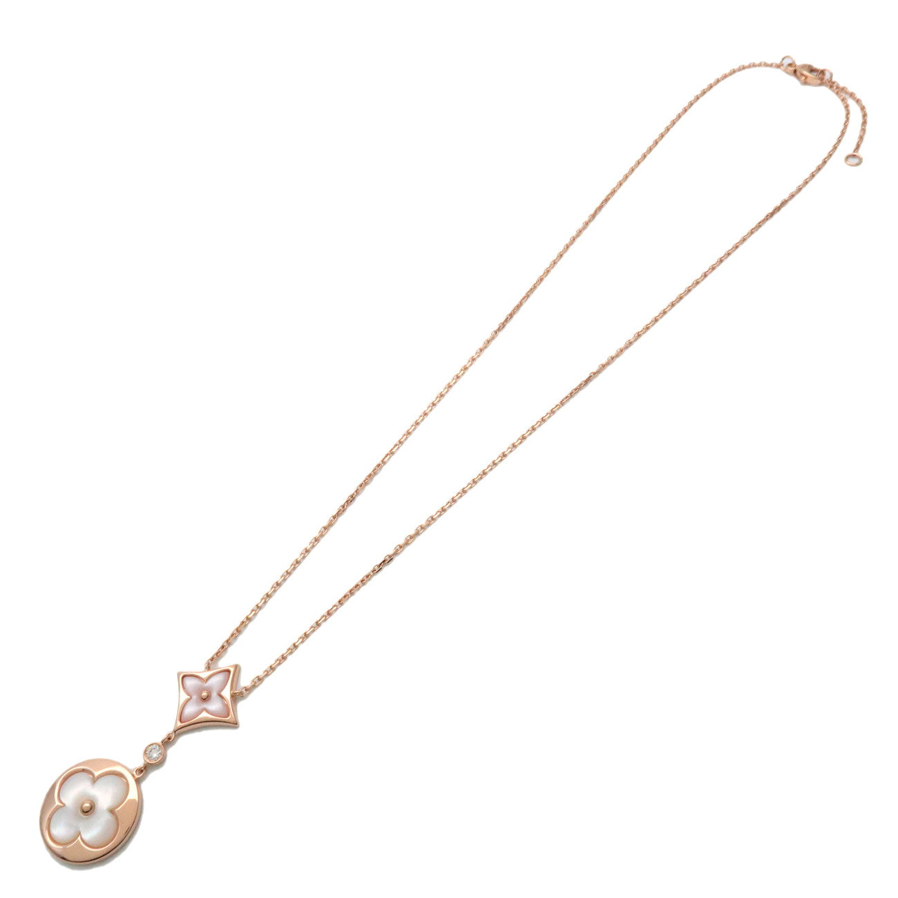 Louis Vuitton Color Blossom 1P Diamond Pearl Necklace K18PG Q94355