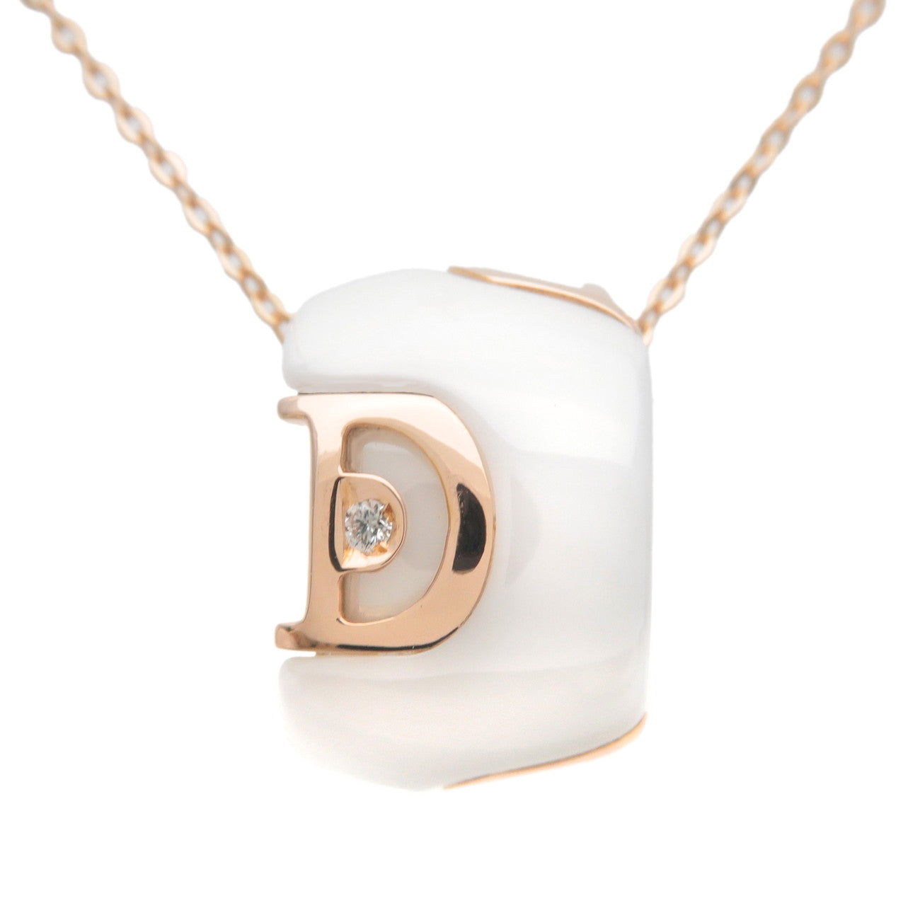 DAMIANI-D-Icon-1P-Diamond-Necklace-K18PG-750PG-Ceramic-Rose-Gold