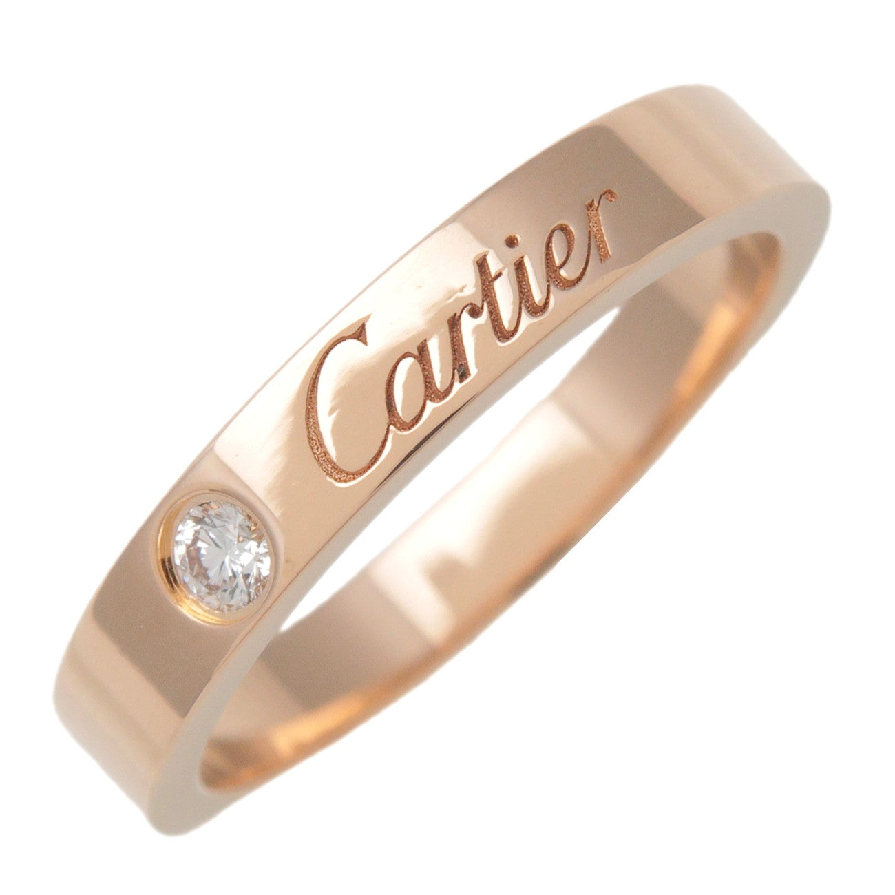 Cartier-Engraved-1P-Diamond-Ring-Rose-Gold-K18-750PG-#50-US5-5.5