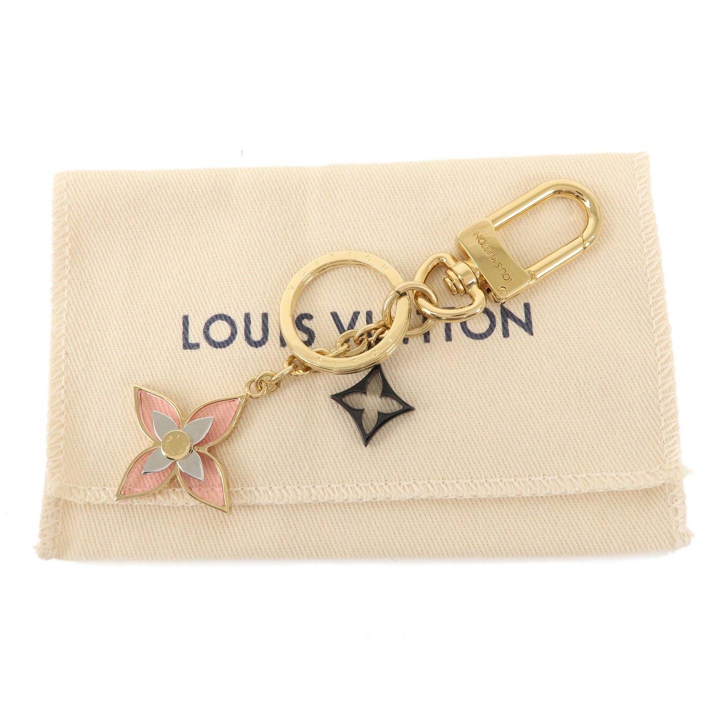 Louis Vuitton Porte Cles Blooming Flower BB Keychain Gold M68461