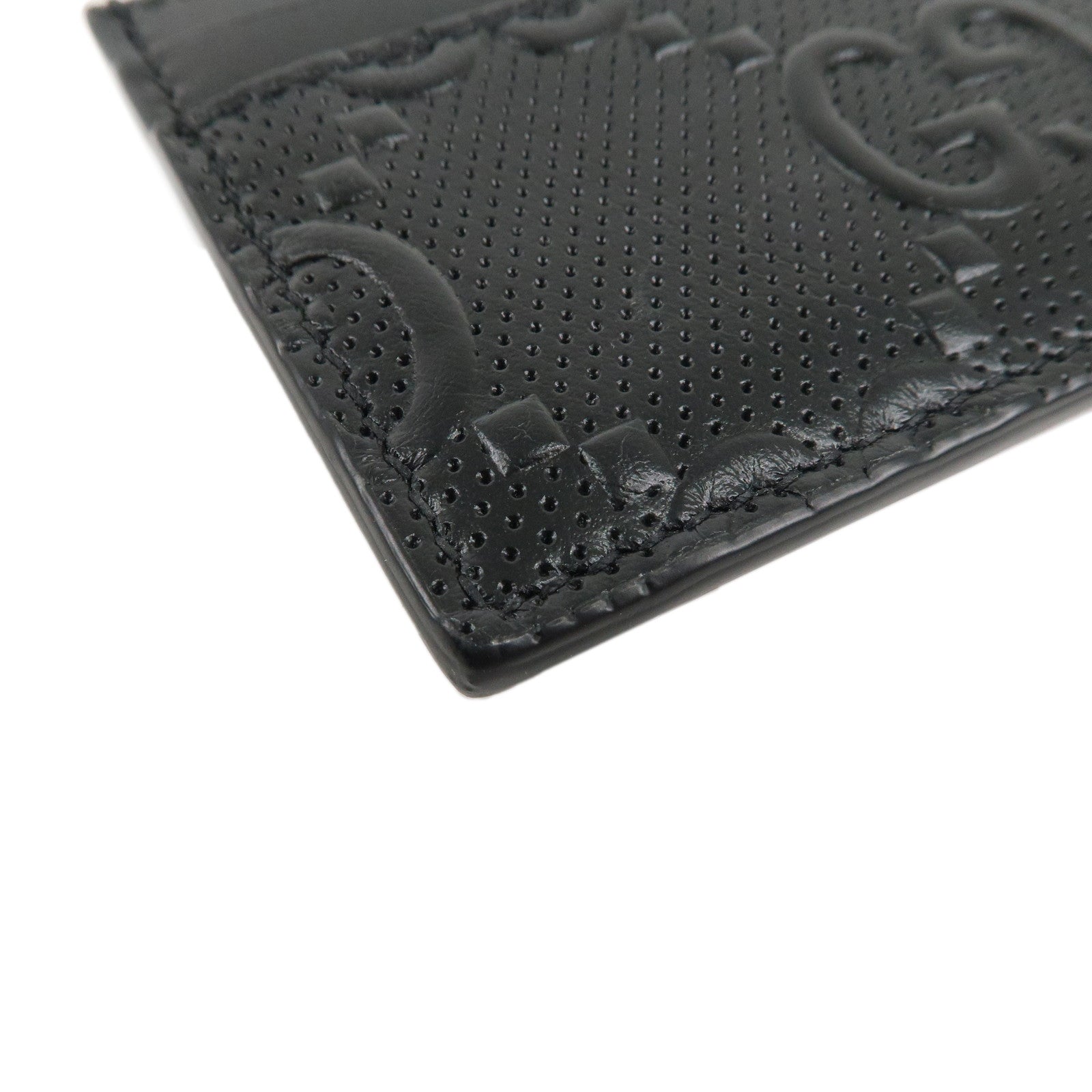 GUCCI GG Embossed Leather Card Case Black 625564