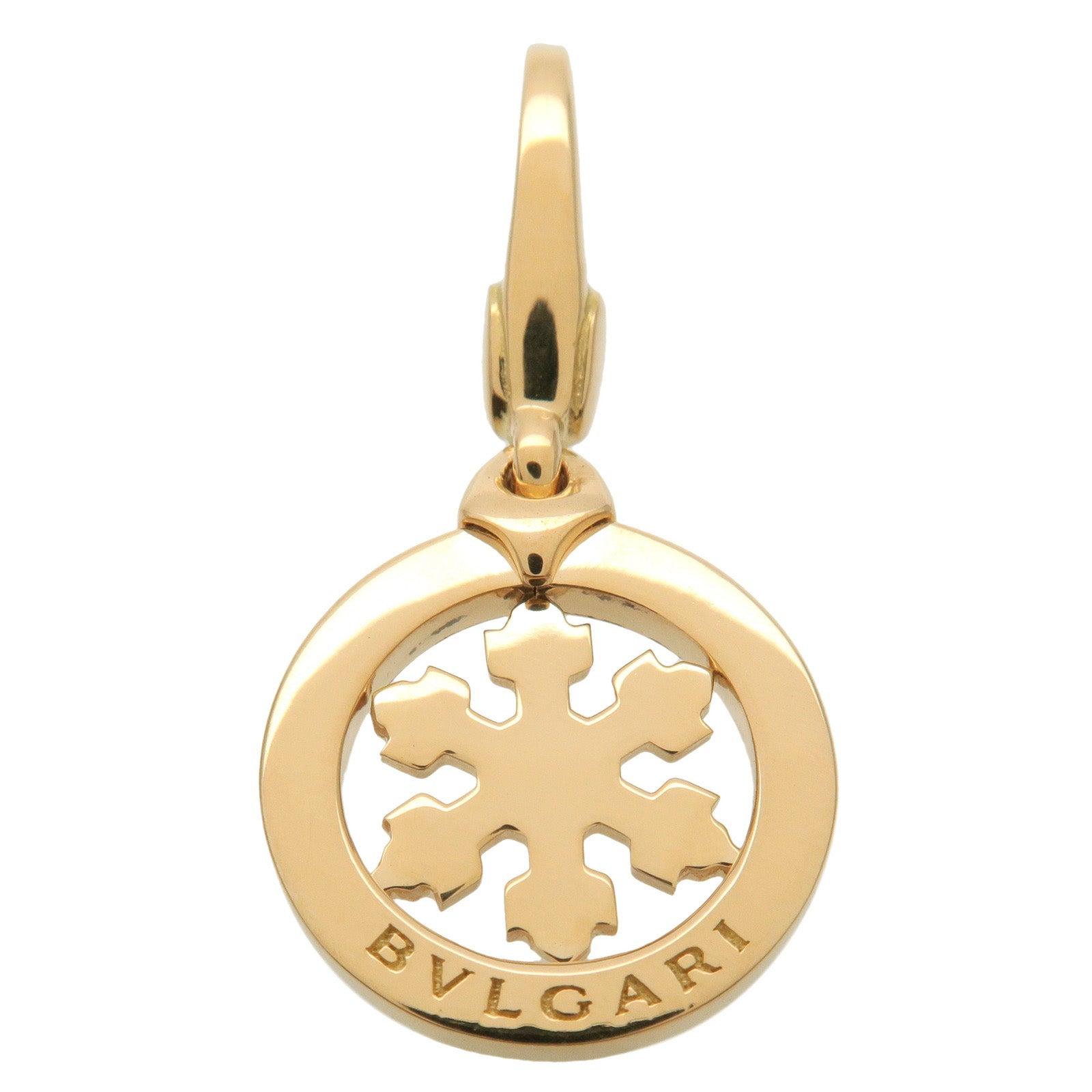 BVLGARI-Tondo-Snow-Charm-Pendant-Necklace-Top-K18-Yellow-Gold