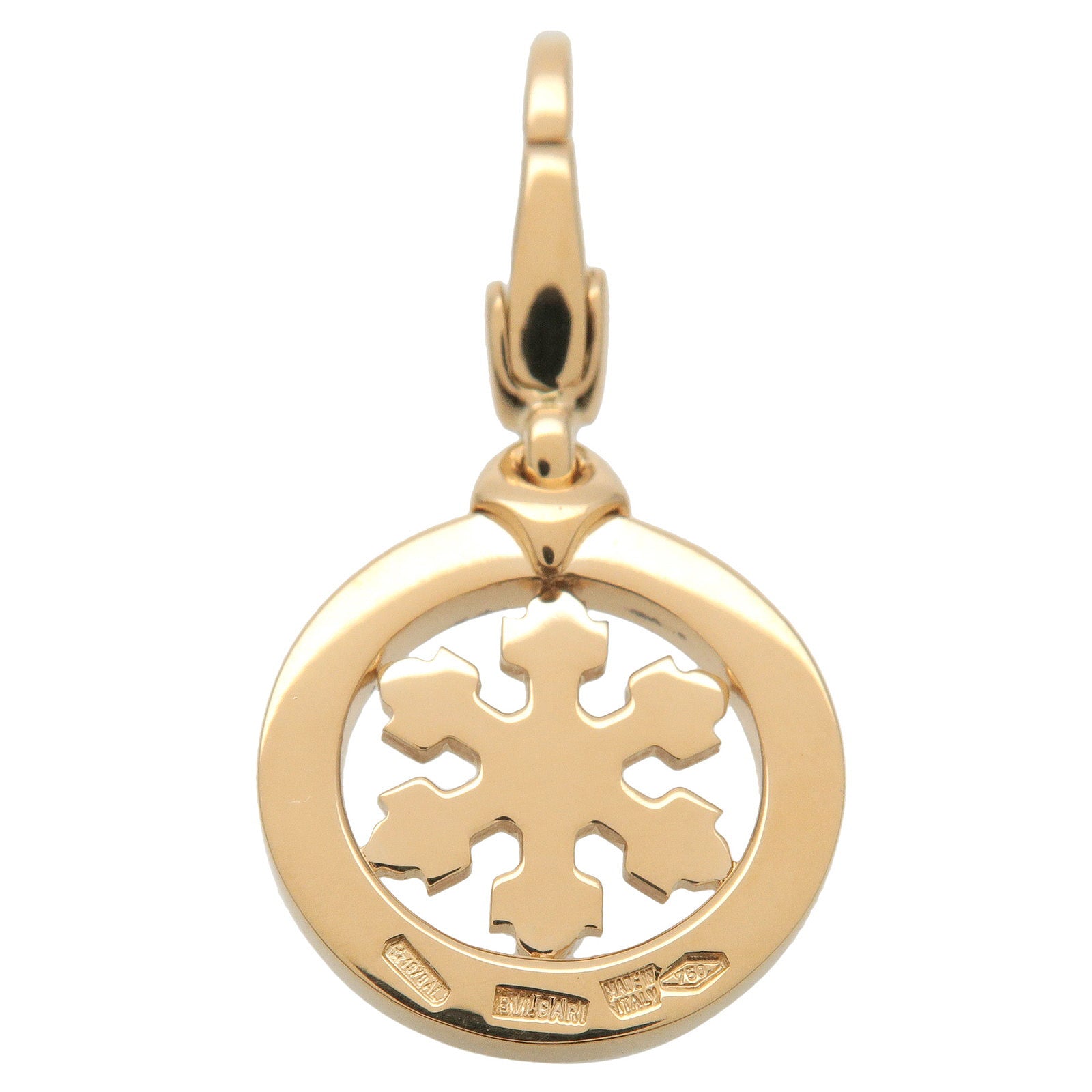 BVLGARI Tondo Snow Charm Pendant Necklace Top K18 Yellow Gold