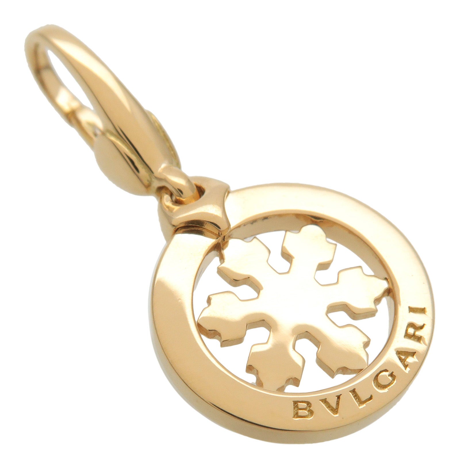 BVLGARI Tondo Snow Charm Pendant Necklace Top K18 Yellow Gold