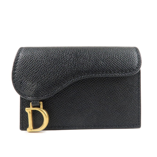 Christian-Dior-Leather-Saddle-Flap-Card-Case-Black