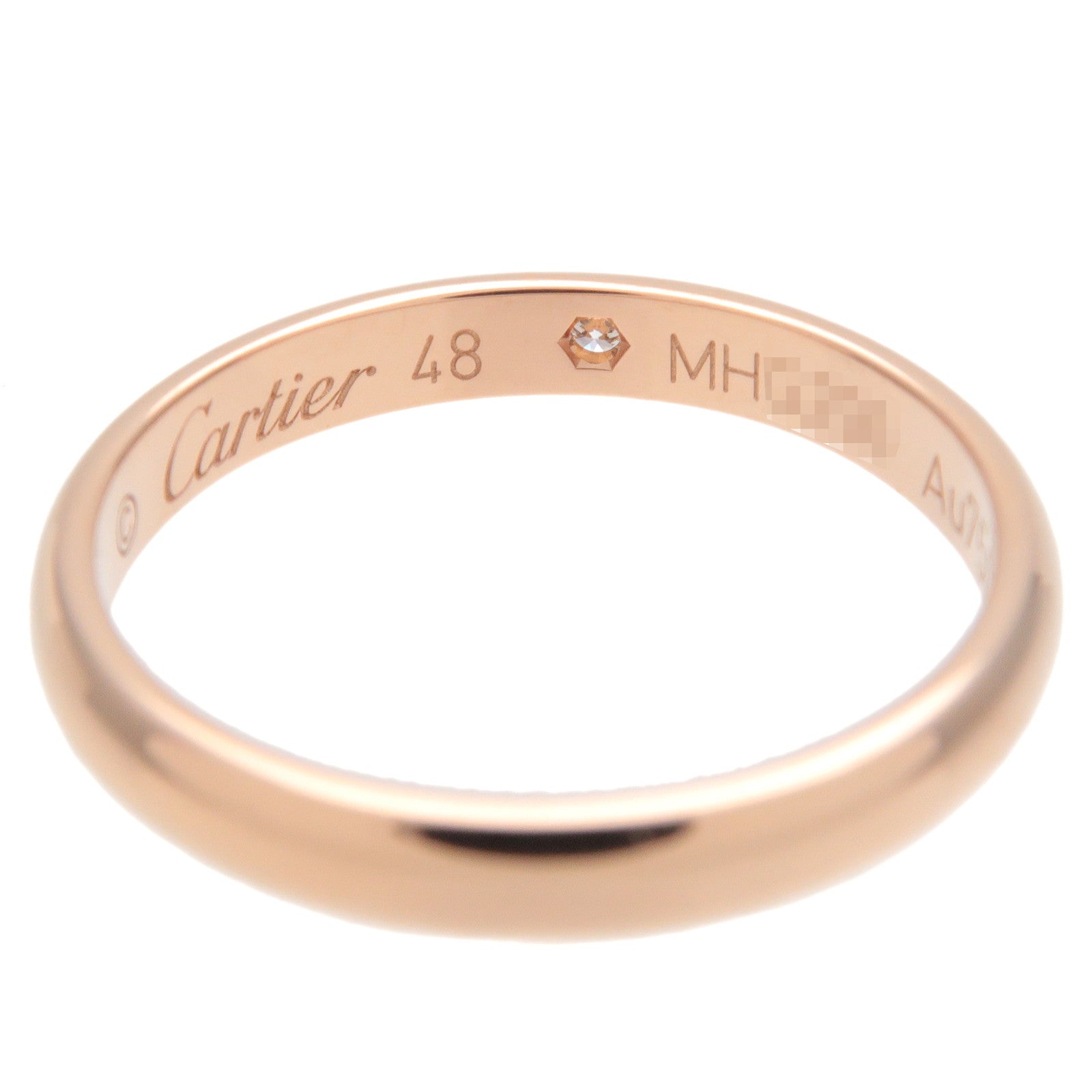 Cartier 1895 Wedding 1P Diamond Ring K18PG Rose Gold #48 US4.5