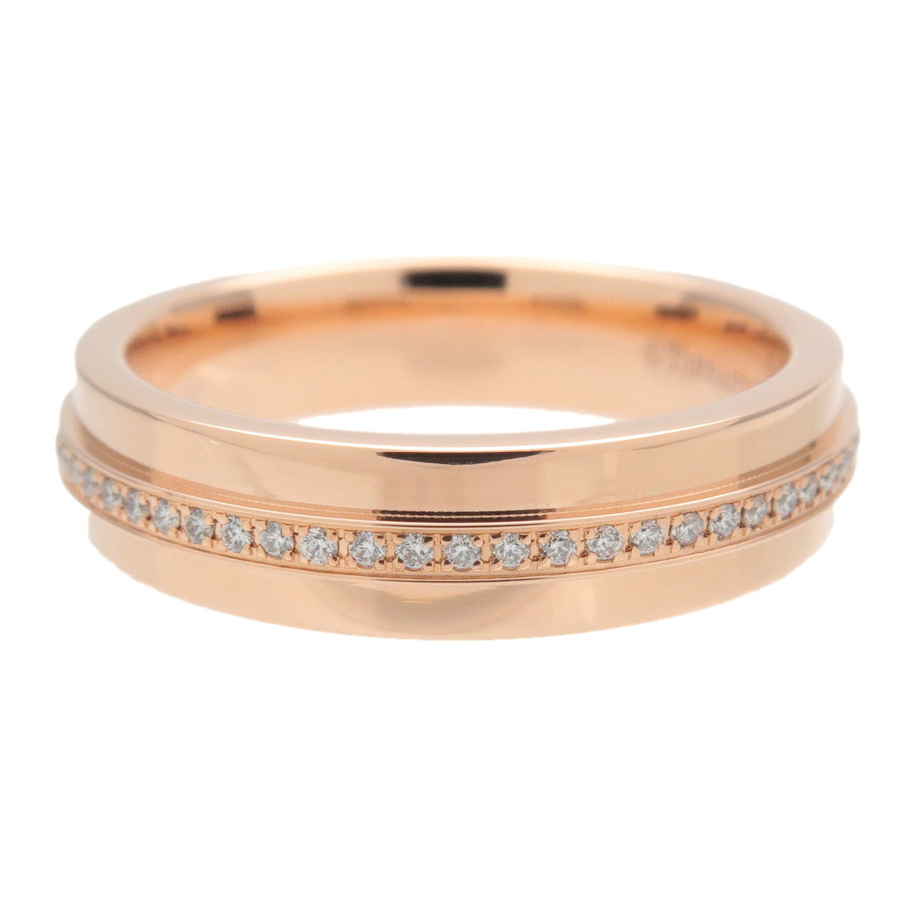 Tiffany&Co. T TWO Narrow Diamond Ring K18 Rose Gold US5 EU49
