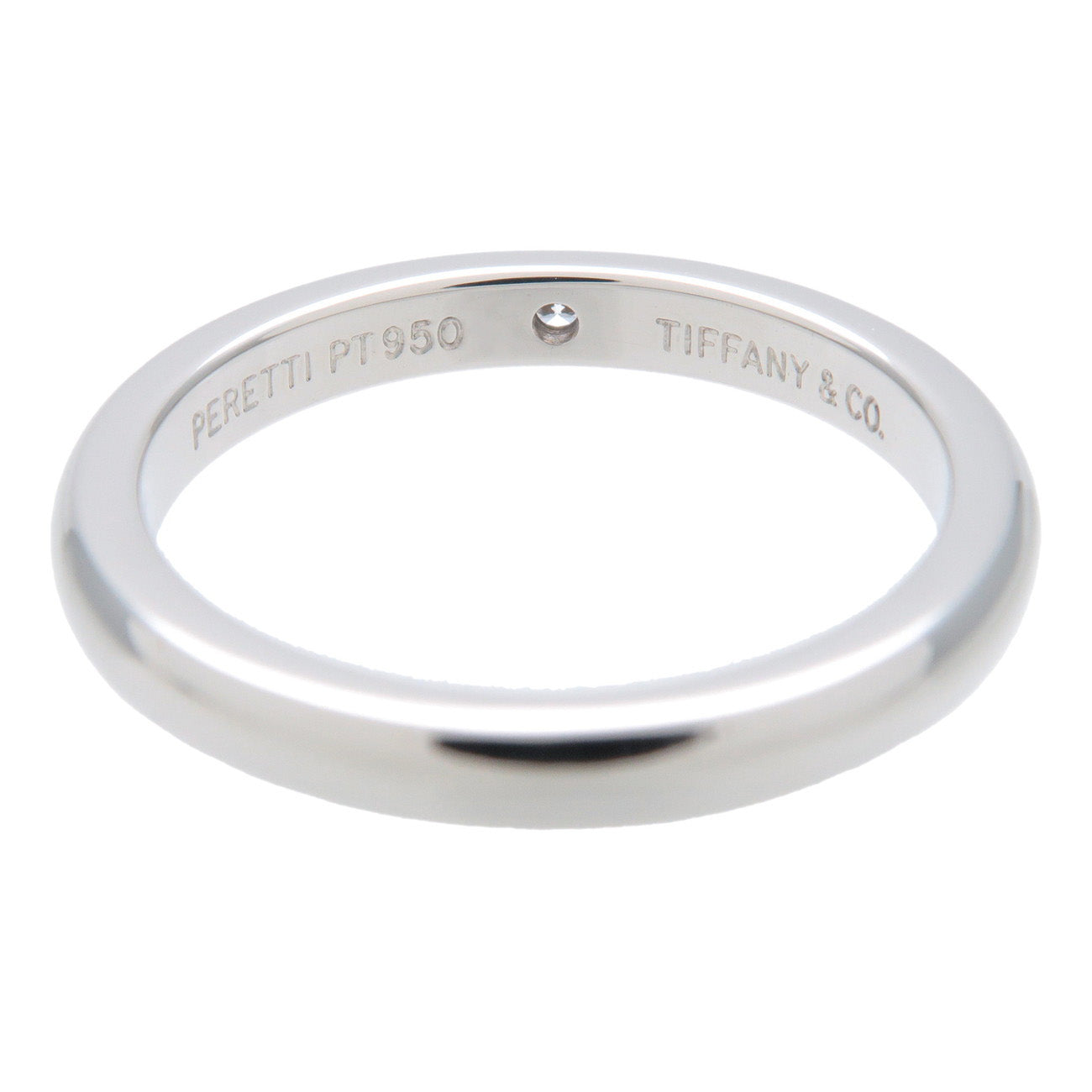 Tiffany&Co. Stacking Band Ring 1P Diamond PT950 Platinum US5