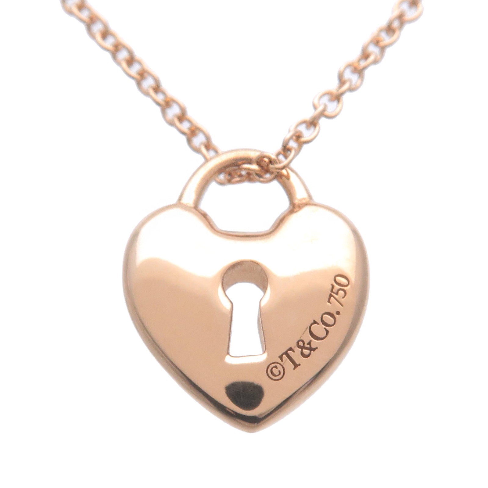 Tiffany&Co. Heart Lock Necklace K18PG 750PG Rose Gold